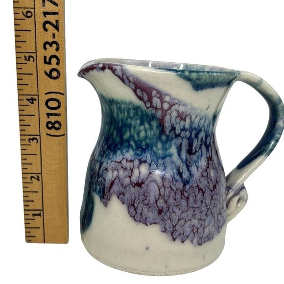 Signed Prescott Arizona Art Pottery Small Pitcher Creamer Tie-Dye Eileen Church - Picture 7 of 11